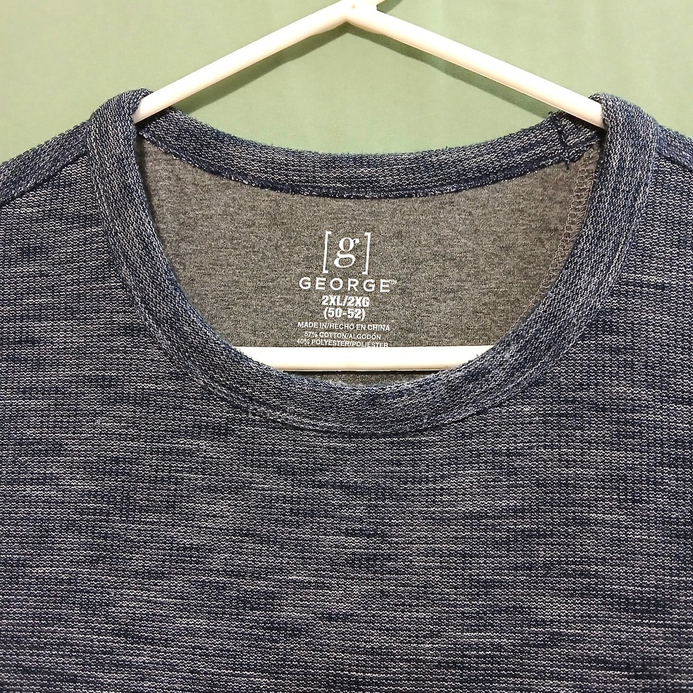 GEORGE Men's Pullover Sweater 2XL Long Sleeve Round Neck Casual Blue NWOT - Picture 3 of 9